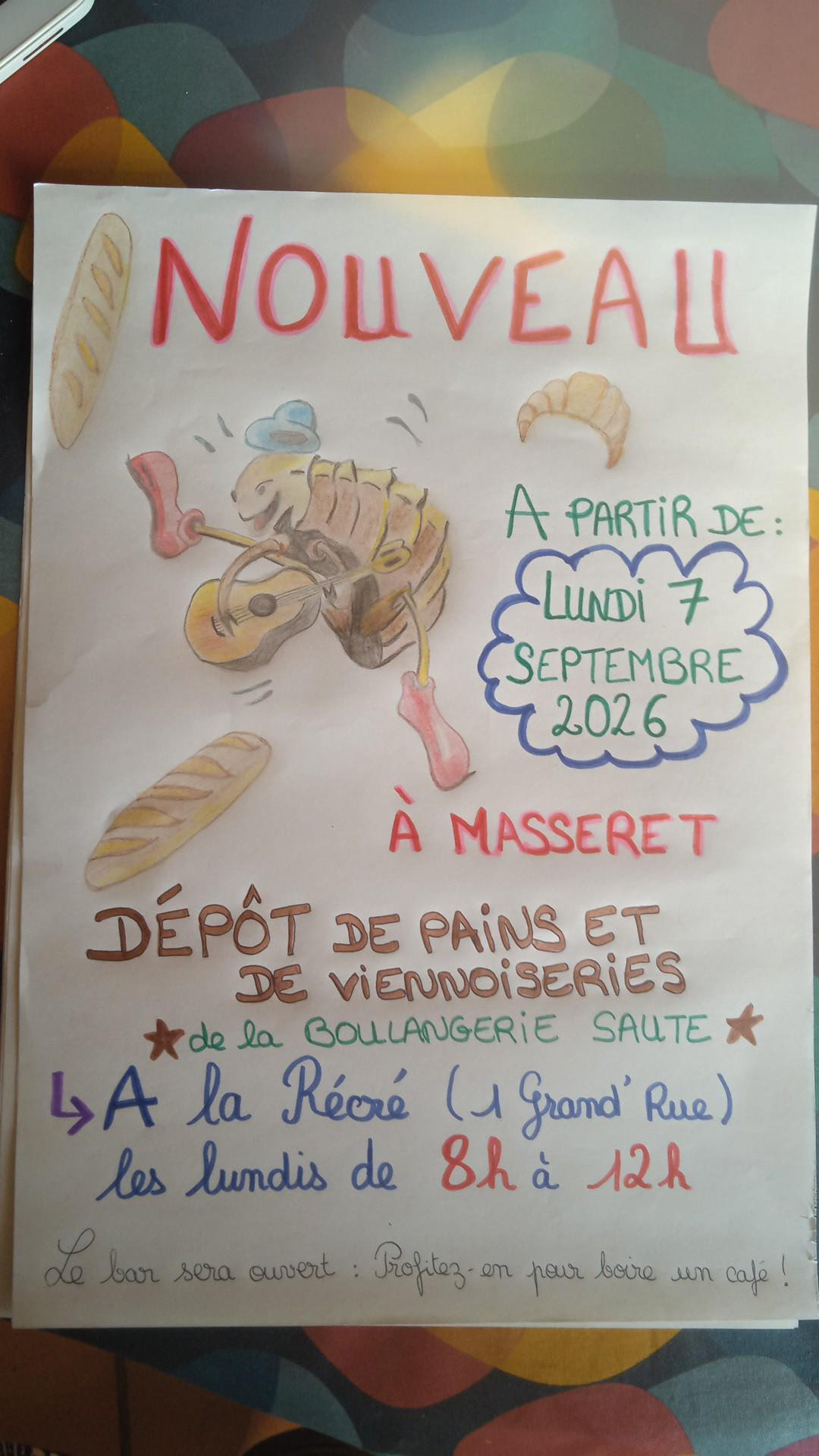 Dépôt de pain le lundi matin à La Récré